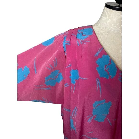 Secrets Vintage Womens Midi Shift Dress Size Large Pink Blue V-Neck Pullover - Picture 5 of 13